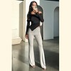 Women's Blouse Off-Shoulder Ribbed Long Sleeve Top Asymmetric Hem Shirt - 3 of 4