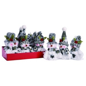 Transpac Polyester 5 in. Multicolor Christmas Plush Fuzzy Snowman Ornament Set of 12 in Box - 1 of 2