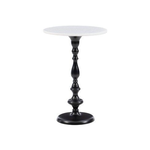 Zilma Pedestal Side Table With Marble, Black Round Pedestal Side Table