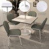 LeisureMod Bristol Square Dining Table with Marbled White MDF Top and White Steel Pedestal Base for Modern Kitchen and Dining Room - 4 of 4