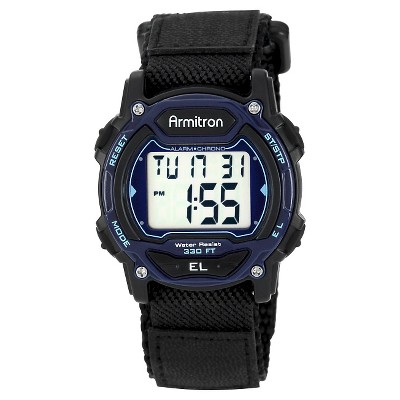 Men's Armitron Sport Digital Chronograph Hoop and Loop Closure Strap Watch - Black