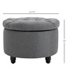 Alilang 24.80 inches Round Tufted Ottoman with Storage and Upholstered Fabric-Gray - 3 of 4