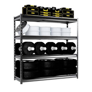 Atlas Shelving 4-Tier 72"x24"x72" Heavy Duty Garage Shelving Load 12000lbs Hammertone: Steel, Adjustable, Rust-Resistant - 1 of 4
