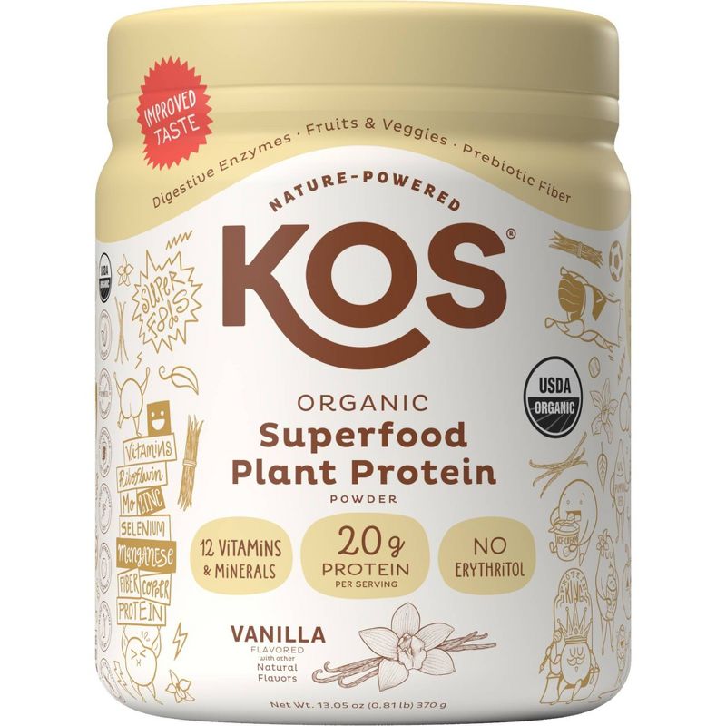 KOS Organic Vegan Plant Based Plant Based Protein Powder - Vanilla - 13.05oz, 1 of 5