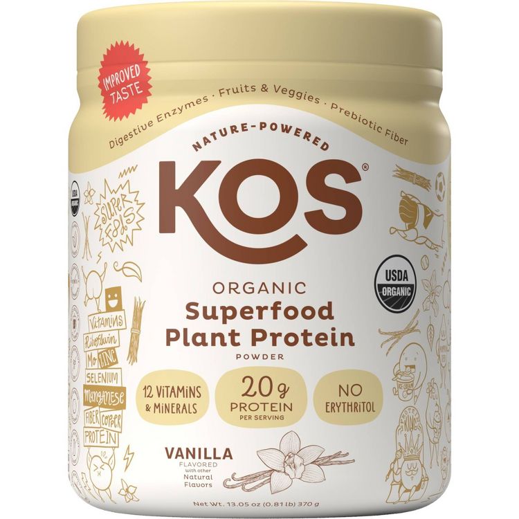 KOS Organic Vegan Plant Based Plant Based Protein Powder - Vanilla - 13.05oz, 1 of 3