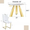 Infurnic Dining Sets Round Table Paired with Six Uniquely designed White Dining Chairs With Golden Metal Leg , White, 42"*42"*29.5" - 3 of 4