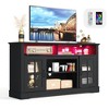 Modern Glass TV Stand for 65" TVs, Entertainment Center with LED Lights, Storage Cabinets & Adjustable Shelves - 3 of 4