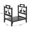 Syemin Firewood Racks and Carriers Heavy Duty Firewood Rack Casters Wood Storage Log Organizer for Indoor Outdoor, Black, 18"*13"*17" - 2 of 4