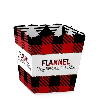 Big Dot of Happiness Flannel Fling Before the Ring - Party Mini Favor Boxes - Buffalo Plaid Bachelorette Party Treat Candy Boxes - Set of 12