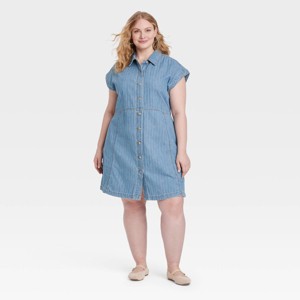 Women's Denim Flouncy Dress - Universal Thread™ - 1 of 3