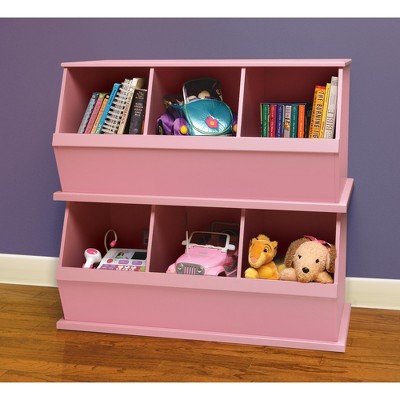 Pink Stackable MDF Three-Bin Kids Storage Cubby