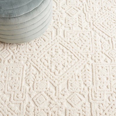 Ivory Geometric Hand-Tufted Wool Area Rug, 8' x 10'