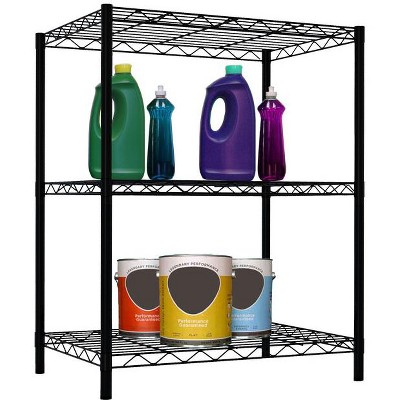 Home Basics 3 Tier Steel Wire Multi-Purpose Free-Standing Heavy Duty Shelf, Black