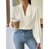 Clearlove Womens Shirts V Neck Long Sleeve Work Blouses Collared Tops - 2 of 4