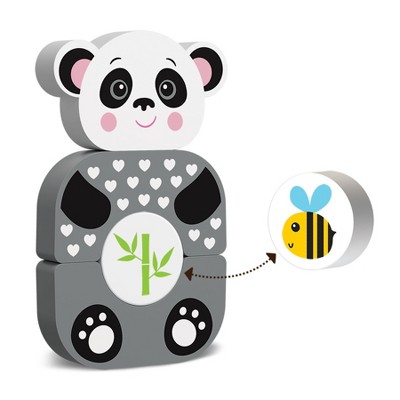 Kids Hits - Wooden Toy - Unleash Creativity with the Cute Panda Build-and-Match Game!