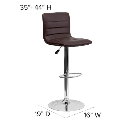 Modern Swivel Adjustable Barstool in Brown Vinyl with Chrome Base
