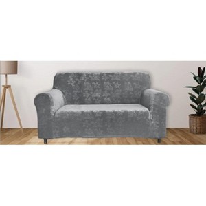 J&V TEXTILES Rich Floral Pattern Velvet Stretch Chair Cover Chair Slipcover Sofa Cover Furniture Protector Couch Soft with Elastic Bottom - 1 of 3