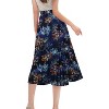 Women's High Waist Pleated A-Line Midi Skirt - Swing Flare Design Blue Floral - 3 of 4