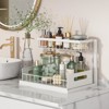Aoibox Under Sink Organizer 2 Tier Slide Out Cabinet Storage Shelves L Shaped Pull Out Shelf Kitchen Bathroom White 2 Pack - 3 of 4