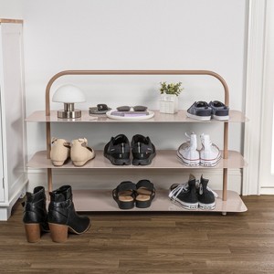 happimess Minimalist 24.5" 9-Pair 3-Tier Iron Thin Flat Plate Shoe Rack - 1 of 4