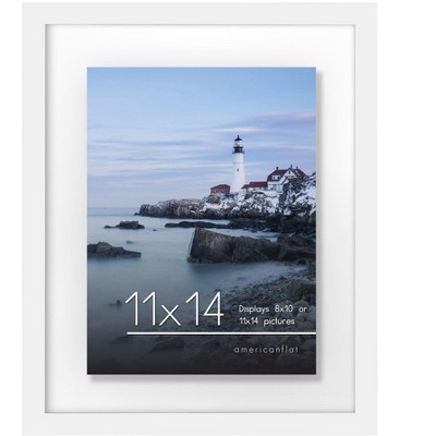 Americanflat 11x14 Floating Frame in White with Polished Glass and Hanging Hardware Included - Also Use 8x10 or 5x7 Photos for Floating Effect
