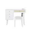 Makeup Vanity Set, with Charging Plug & USB Port and Stool, Dressing Table with 3 Storage Drawers and 1 Rectangular Rattan Drawer - 4 of 4