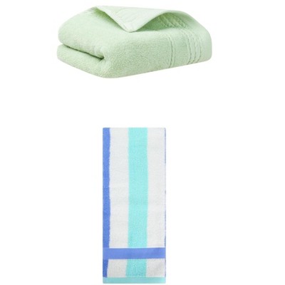 REGALWOVEN Striped Decorative Hand Towels for Bathroom Kitchen Gym 14" x 30"/13" x 29" 2 Pcs