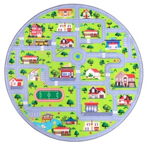 Kids Playmat City Traffic Road Area Rug Mat Educational City Life Carpet for Bedroom Playroom Classroom - 1 of 4