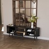 POVISON 70.87"Mid-Century Modern TV Stand,with Minimalist Wood Media Console with Roller Shutter Door, Tall-Cast Metal Legs, Black TV Console - 3 of 4