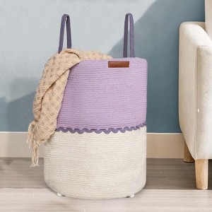 Folkulture Cotton Rope Laundry Basket 20 x 15 Inch - Soft Lilac - 1 of 4