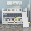 Twin Over Twin Low Bunk Bed with Fence and Ladder for Kids - 2 of 4