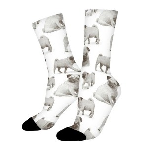 Cute Pug Dog Women Printed Crew Socks Funny Funky Socks Soft Polyester Novelty Gifts for Artists Men - 1 of 1