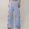 Women Everyday Checked Elastic Waist Side Strape Bowtie Casual Loungewear Pants Cherie Code - 4 of 4