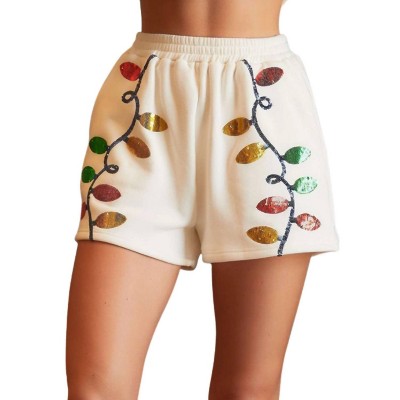 Women's Christmas Light Sequin Shorts - Main Strip