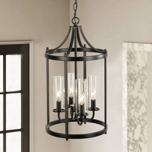 Rennnsan Estenya 12"W 4-Light Lantern Industrial Dimmable Chandelier in Black - 1 of 4