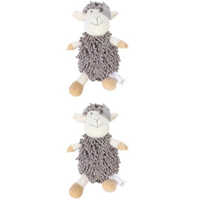 REGALWOVEN Cute Sheep Chenille Soft Absorbent Quick Drying Fuzzy Ball Hand Towel 9" x 13" 2 Pcs