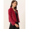 Allegra K Women's Winter Cropped Fluffy Long Sleeve Collarless Faux Fur Coat - 3 of 4