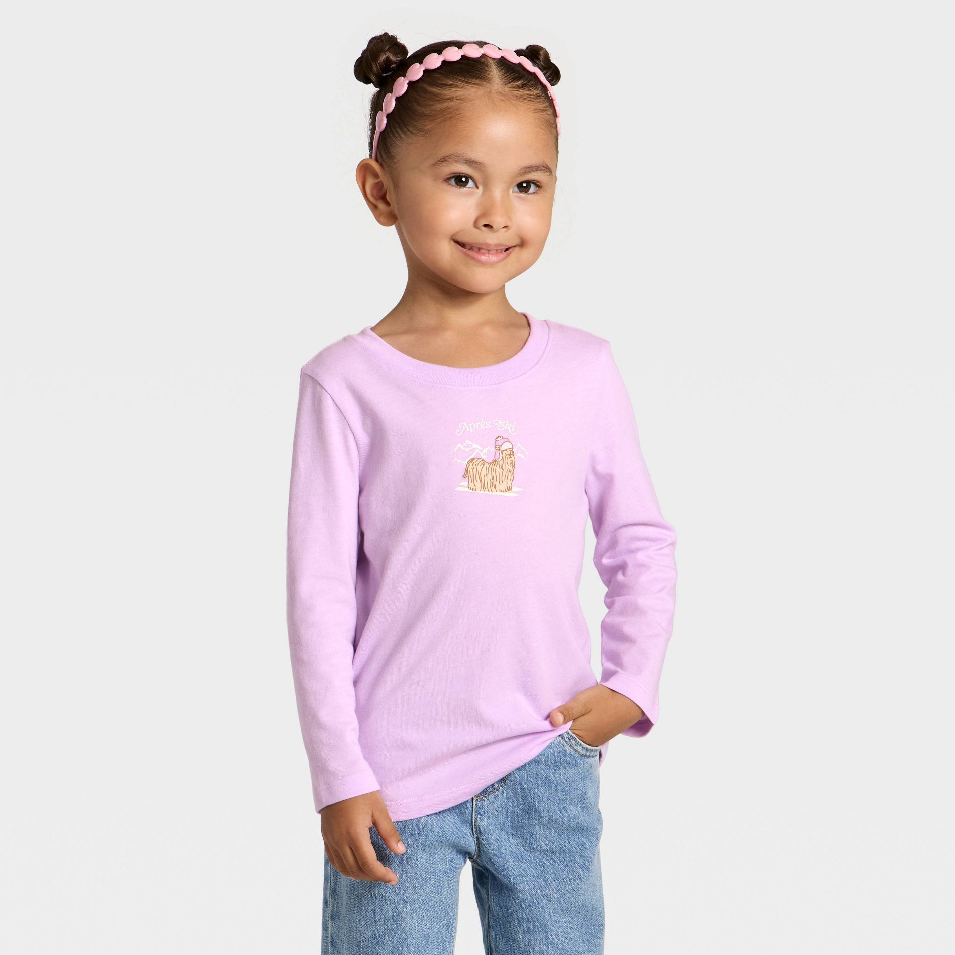 Toddler Girls' Long Sleeve 'Apres Ski' Graphic T-Shirt - Cat & Jack™ Lilac Purple