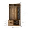TiramisuBest Hall Tree with Top Shelf & Storage Bench, Sliding Door Shoe Cabinet, Coat Rack with 5 Hooks for Entryway & Hallway, Black - 4 of 4