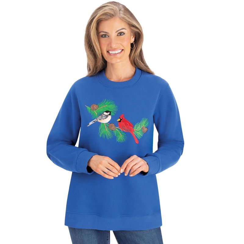 Collections Etc Embroidered Feather Friends Sweatshirt, 3 of 5