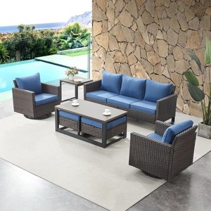 SUGOLD 7 Piece Patio Furniture Set Outdoor Sectional Sofa,High Back Patio Swivel Rocker Chairs with Ottomans Coffee Table for - 1 of 1