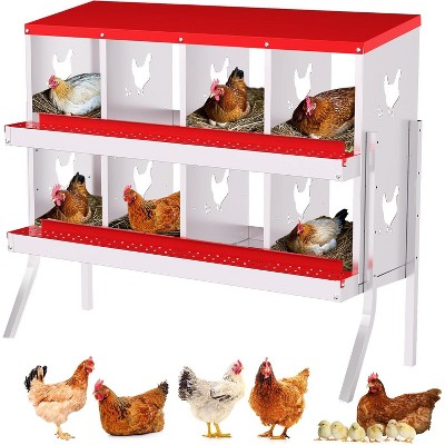 Metal Chicken Nesting Boxes, Nesting Boxes with Metal Legs, Chicken Laying Box with Roll Out Egg Collection with Vented Holes