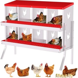 Metal Chicken Nesting Boxes, Nesting Boxes with Metal Legs, Chicken Laying Box with Roll Out Egg Collection with Vented Holes - 1 of 4