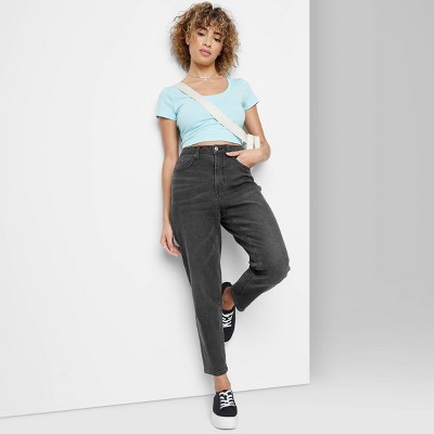 mom jeans black wash