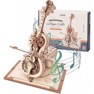 ROKR 3D Wooden Puzzles for Adults,Wooden Music Box Kits-Cello Wood