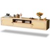 VINGLI 58" Rattan Floating TV Stand, Wall Mounted Entertainment Center with Storage and Drawer, Media Console , Natural Oak - 2 of 4
