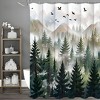 Paaaawaters Green Misty Forest Shower Curtain Set Ombre Sage Green White Waterproof Fabric Shower Curtains - 3 of 4
