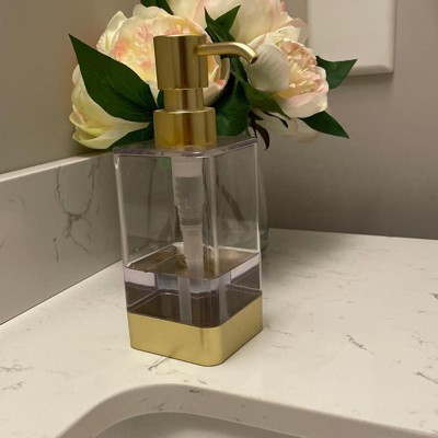 Square Soap/lotion Dispenser Gold/clear - Room Essentials™ : Target