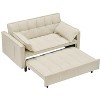 TiramisuBest Modern Velvet 3-in-1 Convertible Loveseat Sofa Bed with Rollaway Bed, Curved Backrest, Two Pillows, and Storage Pockets,Pink - 2 of 4