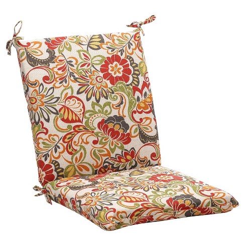 Outdoor Chair Cushion - Green/Off-White/Red Floral : Target